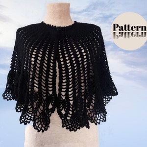 Crochet Lace Capelet PATTERN Large Size, Tutorial, Photo and Diagrams