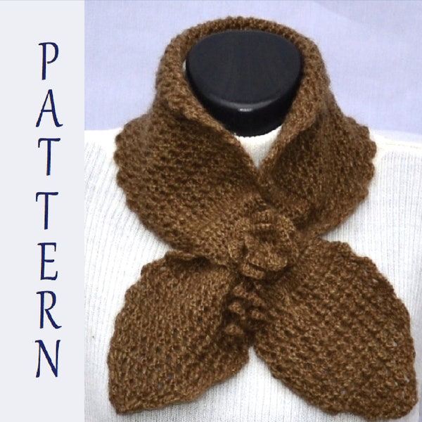 Crochet Ascot Keyhole Scarf PATTERN, Tuturial, Photo and diagrams