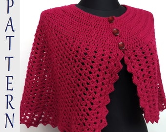 Crochet Capelet PATTERN,  Tutorials, Photo and Charts