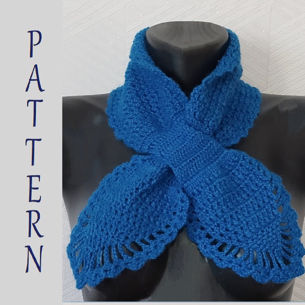 Keyhole Scarf PATTERN, PDF, Bow Tie Scarf in Miss Marple style