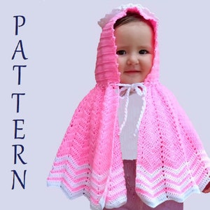 PATROON gehaakte babyponcho met capuchon, maten 6-9 maanden. Geschreven zelfstudie, diagram, diagram en foto