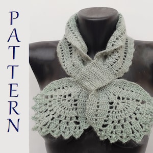 Ascot Keyhole Scarf PATTERN,  PDF, Tutorial with Photo and Diagrams, Crochet  Woman scarf