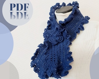 Crochet Woman Scarf PATTERN, Photo, Tutorials and Diagrams in PDF