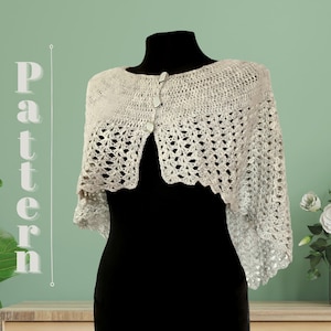 Crochet Lace Capelet PATTERN Large Size, Tutorial, Photo and Diagrams