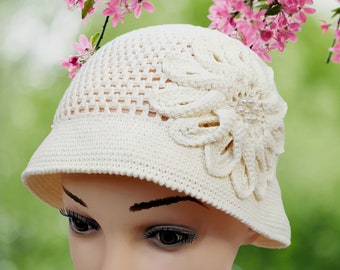 Summer Crochet Cotton Woman Hat