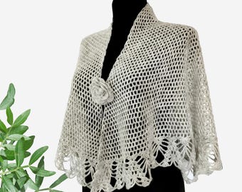 Gehaakte kanten cape voor dames in geschenkverpakking, damessjaal met bloem