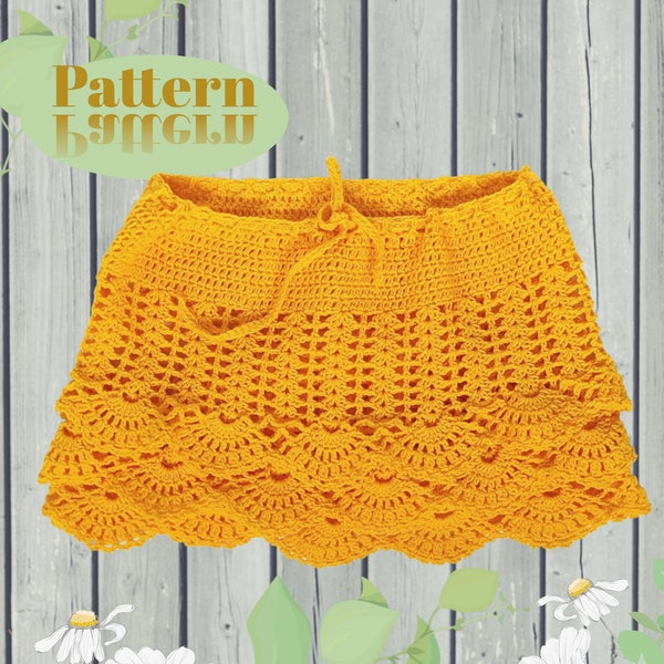 Skirt Crochet Pattern in sizes 3 - 7 Years.  Digital PDF