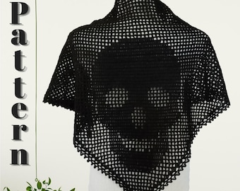Crochet Halloween Skull Shawl Pattern: Gothic Triangle Wrap (PDF)