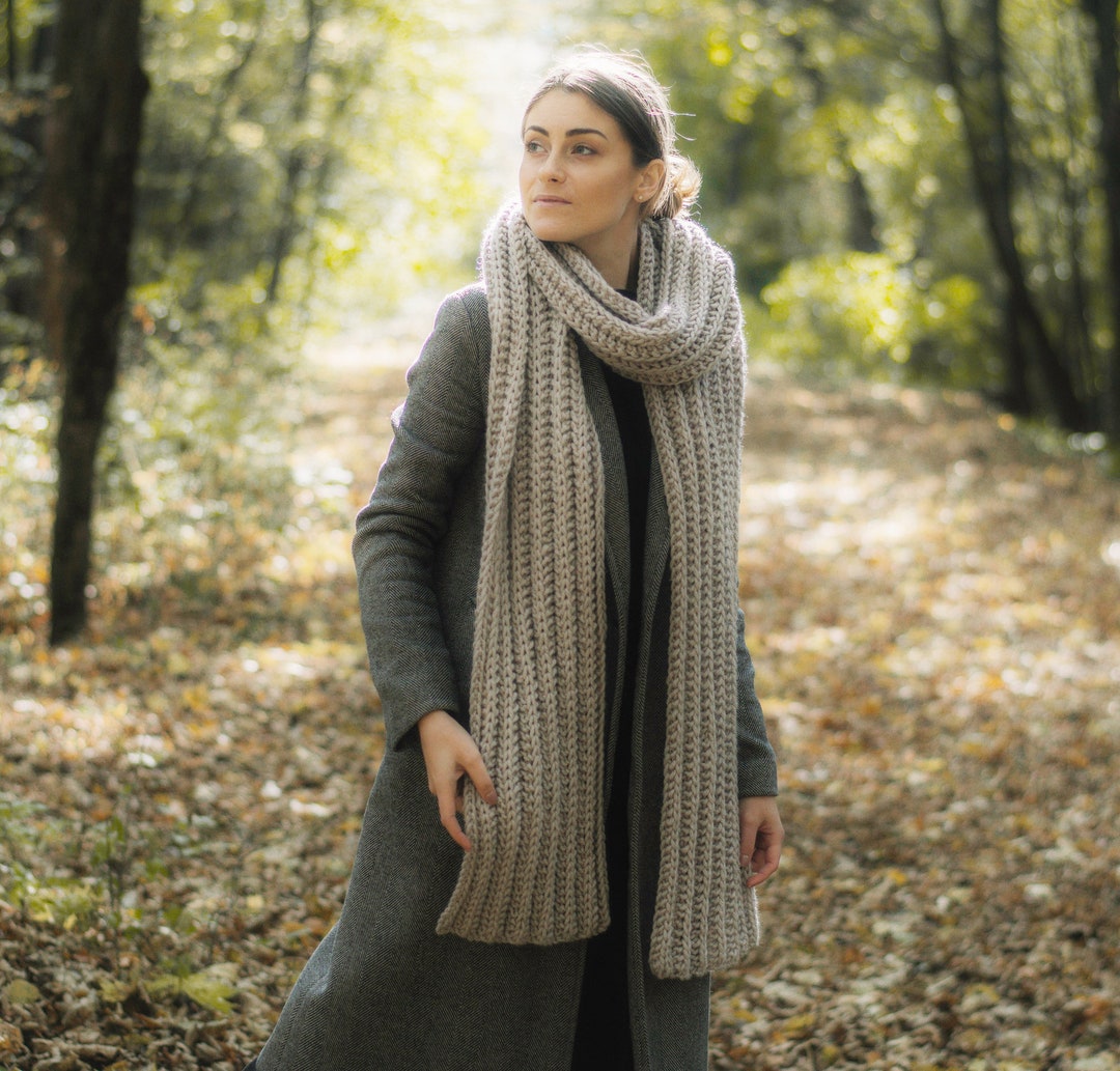 Extra Long Chunky Knit Scarf, Unisex Scarf - Etsy