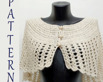 Crochet Lace Capelet PATTERN PDF, Tutorials Foto and Diagrams