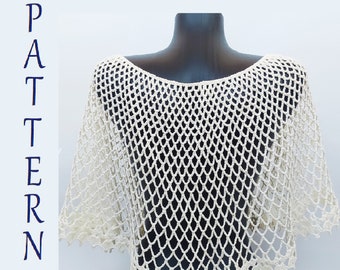 Crochet Capelet PATTERN, Victorian Cape, Mesh Capelet