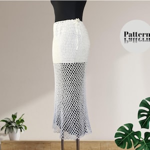 Patron de jupe en maille au crochet, jupe d&#39;été au crochet, tutoriel avec photos et schémas, 4 fichiers PDF pour les tailles S, M, L, XL