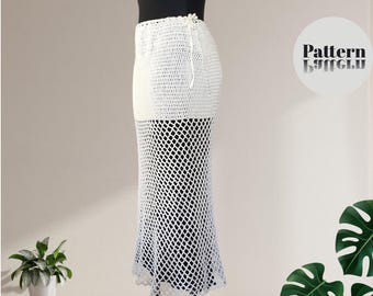 Wzór na szydełkową spódnicę z siateczki, letni narzut na plażę (PDF)