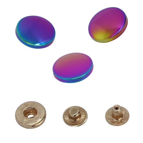 20 Sets Rainbow Caps Fashion Spring Metal Snaps---Leatherworking Snaps Buttons Metal Snap Fasteners Kit Leather Snaps Heavy Duty Snaps Kits