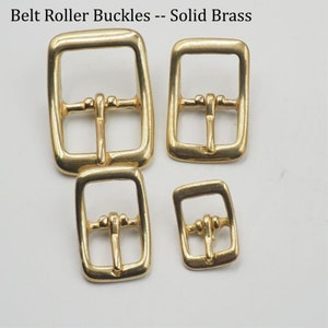 5 PCS Solid Brass Roller Buckles: Square Center Bar, DIY Belt Hardware