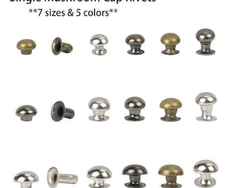50 Sets Mushroom Cap Rivets: Eco-Friendly Brass, 5 Colors
