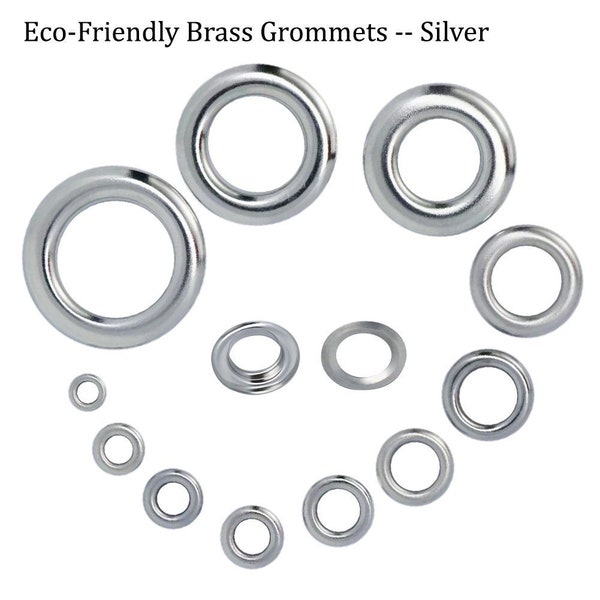 50 Sets Grommets--// Silver //---Eco-Friendly--(13 sizes)--Brass Grommets For Fabric Grommet Kit Eyelet Fasteners Eyelets For Clothing Tools