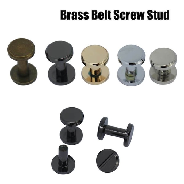 10 Sets Brass Belt Screw Stud-brass Chicago screws Leather Rivets Belt Screw Solid Brass Chicago Screws Binding Stud Screws Belt Strap Screw