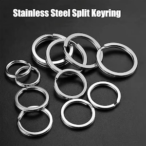 10PCS Stainless Steel Split Keyrings: Flat Key Chain Rings