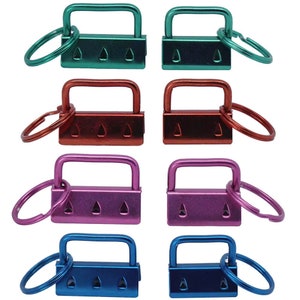 10 PCS Key Fobs--Rainbow--Key Fob Hardware with Key Rings Sets, Perfect for Bag Wristlets with Fabric/Ribbon/Webbing/Embossed Key Fobs Split
