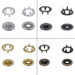 50 Sets Brass Material Open Ring Metal Snaps-Eco-Friendly Brass Press Stud Snap Popper Snaps Fasteners Prong Ring Snap Fastener No Sew Snaps