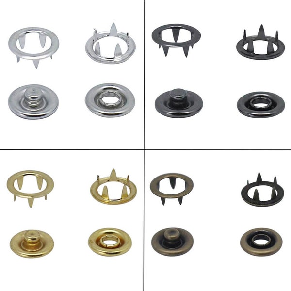 50 Sets Brass Material Open Ring Metal Snaps-Eco-Friendly Brass Press Stud Snap Popper Snaps Fasteners Prong Ring Snap Fastener No Sew Snaps