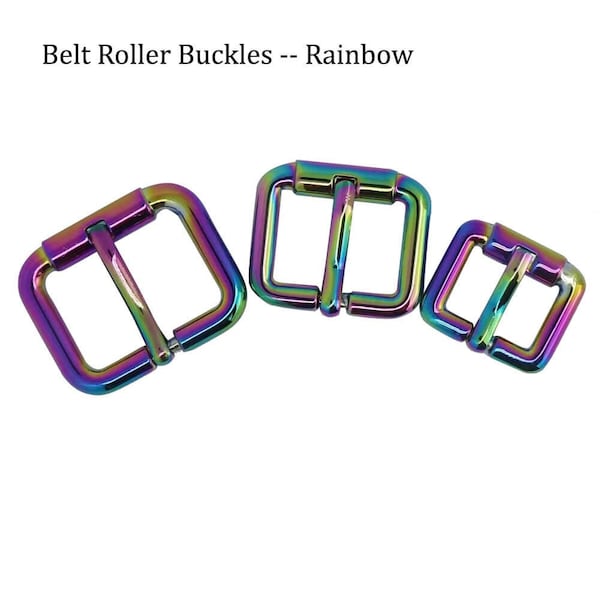 5 PCS Belt Roller Buckles -- Arc-en-ciel - Belt Pin Buckle Strap Webbing Roller Buckles Single Prong Simple Roller Buckles Strong Belt Pin Buckles