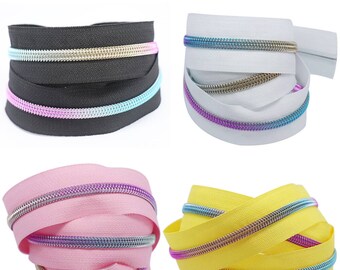 10 Meters 5# Nylon Zipper--5# Nylon Zippers Colorful Zippers for Sewing Crafts Nylon Coil Sew Zipper Colorful Zippers for Sewing Crafts