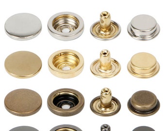 50 set completi di bottoni a pressione in metallo con anello a doppio cappuccio (6 colori di 2 misure) -- bottoni a pressione per impieghi gravosi per chiusure a scatto in metallo in pelle bottoni a pressione chiusura a scatto