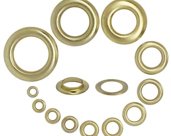 50 Sets Grommets---// Gold //---Eco-Friendly-(13 sizes )--Brass Grommet Fastener Eyelet For Leather Eyelet Grommet Tools Eyelets for Leather