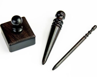 Black Sandalwood Leather Edge Slicker: Polished Burnishing Tool Set