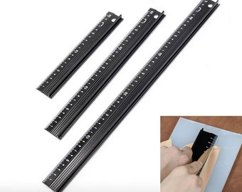 Protective Ruler-Protective Non-Slip Ruler Office Measurement Drawing Durable Ruler Leather Craft Scale Ruler Anti-cutting Hand Ruler Safety