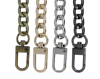 DIY Flat Chain Strap Handbag Chains Accessories Purse Straps Shoulder with Metal Hooks, Width is 9mm,Length 400mm 600mm 1000mm 1100mm 1200mm