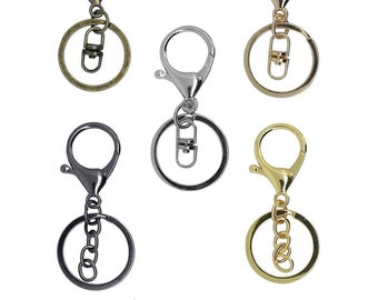 10PCS Keychain With Lobster Hook--Key Ring Loop Key Holders with Flat Split Ring Lobster Claw Clasp Keychain Swivel Snap Hooks with Key Ring