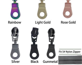 5 PCS Nylon Zipper Puller (5#)--Zipper Sliders Zipper Pull Replacement for Nylon Coil Jacket Zippers Zipper Heads Loose Sliders pulls zipper