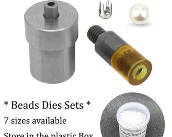 Hand Press Die Set for Round Pearl Beads (7 sizes available)--Round Bead Dies Set Pearls Beads Die Hand Press Dies Sets For No Hole ABS Bead