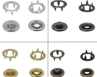 50 Sets Brass Material Open Ring Metal Snaps-Eco-Friendly Brass Press Stud Snap Popper Snaps Fasteners Prong Ring Snap Fastener No Sew Snaps