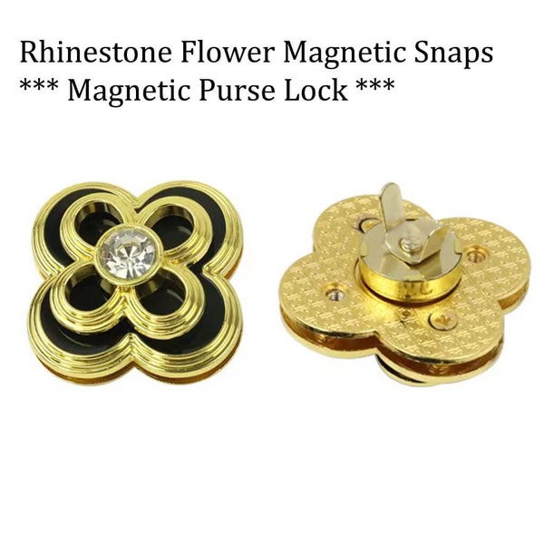 Rhinestone Flower Magnetic Snaps** Magnetic Purse Lock Purse locks with Magnetic Snap charm flower bag lock snap Magnetic Buttons Organizer