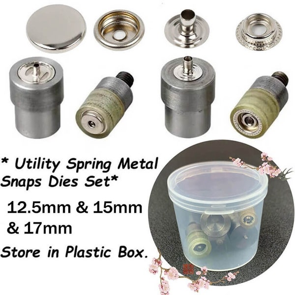 Utility Spring Metal Snaps Dies Sets(12.5mm,15mm)--Snap Button Mould Heavy Duty Snap Button Kit Metal Snap Button Snap Fasteners Button Mold