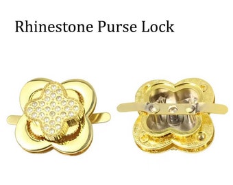Rhinestone Purse Lock----Turn Lock Clasp Purse Closure Twist Lock Leathercraft Accessory Purse Lock twist Turn lock purse hardware bag locks