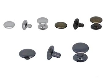 50 Sets Brass Single Cap Rivets: Leather Rivet Set (7 Sizes, 5 Colors)