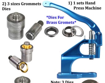 1 Hand Press+3 Dies--(KST-02 Press+3 Grommets Dies)-Grommet Tool Kit Eyelet Installation Eyelets Tool Grommets Eyelets Grommets Leathercraft