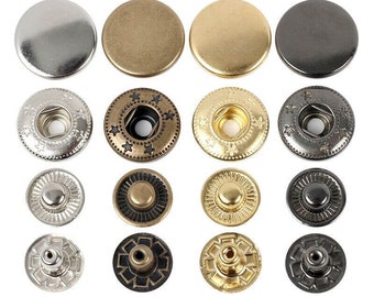 50 Sets Brass Material Fashion Spring Metal Snaps---Leatherworking Snap Buttons Metal Snap Fasteners Kit Leather Snaps Heavy Duty Snaps Kits