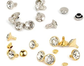 Kristall Nieten Strass Diamant Spikes Nieten f/ür Leder//G/ürtel//Handtasche Leder Dekoration Gold 50 St/ück Strass Ohrstecker