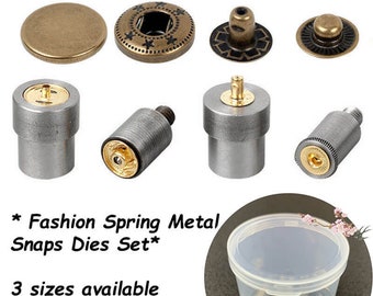Fashion Spring Metal Snaps Dies Sets(10mm,12.5mm,15mm,17mm)--Heavy Duty Snaps For Leather Snaps Button Metal Snap Fasteners kit Snap Buttons