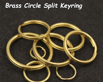 10 peças de chaveiros de latão maciço com divisão circular: conector de chave