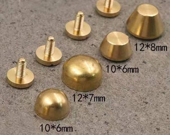 Purse Handbag Feet---100% Solid Brass---Bucket Studs Briefcase Handbag Feet Screw Back Rivets for Leather Work Studs of Truncated Cone Spike