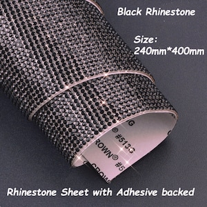 Strass Blatt W Klebstoff gesichert--schwarzen Strass--Rheinstein Aufkleber Blatt Auto Dekoration Bling Kristall Strass Platten selbstklebend