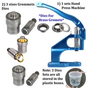 1 Hand Press+3 Dies--(KST-02 Press+3 Grommets Dies)-Grommet Tool Kit Eyelet Installation Eyelets Tool Grommets Eyelets Grommets Leathercraft