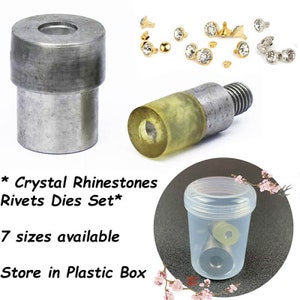Crystal Rivet Setter Cap Rivet Setter 4-6-8mm Sizes With Hole Punch, Awl,  and Hammer Options 7 
